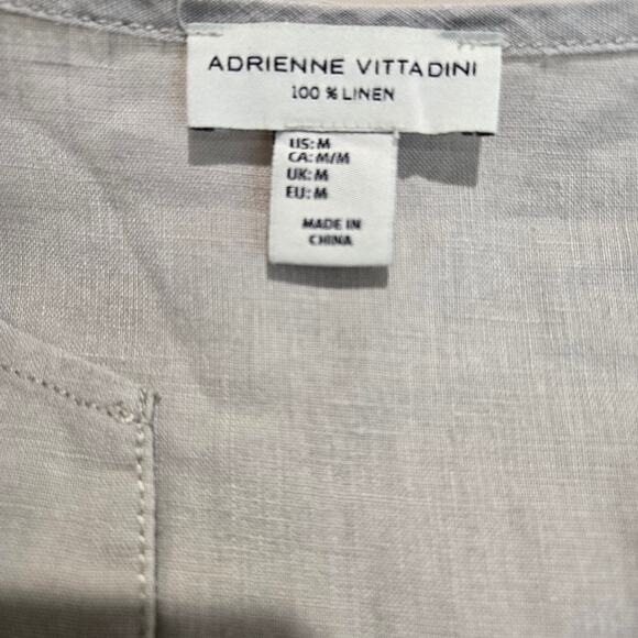 Adrienne Vittadini 100% Linen Roll-tab Sleeve Tunic Top Boho Festival Size M - Picture 3 of 12